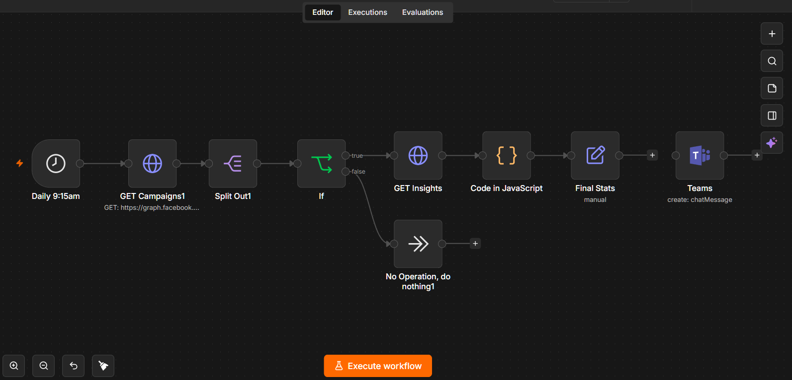 Example n8n workflow built by Carlo at Keystone